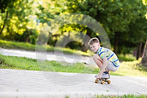 Boy riding a skateboard