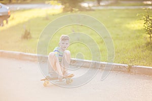 Boy riding a skateboard