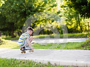 Boy riding a skateboard