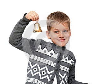 Boy ringing the bell photo