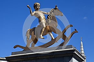 Boy on Rocking Horse Statue in Trafalgar Square