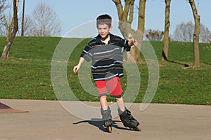 Boy Roller-Blading photo