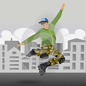 Boy in a roller jump