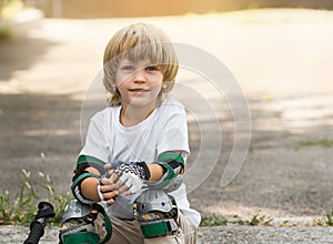 Boy roller skates