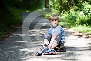 Boy on rollerblades