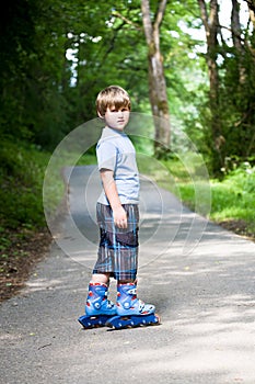 Boy on rollerblades