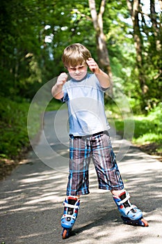 Boy on rollerblades