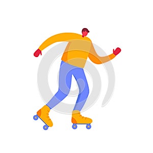 Boy rollerblades. Vector illustration