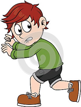 Boy Running Scared Color Illustration