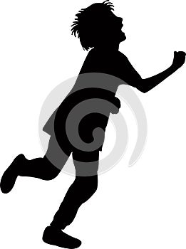 A boy running and screaming body silhouette vector