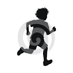 a boy running silhouette vector