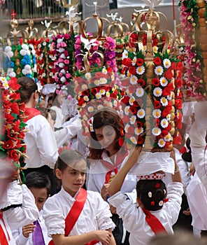 Boy s Procession. The Trays Festival. Festa dos Tabuleiros, Tomar. photo