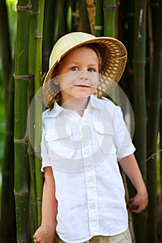 Boy in safari hat