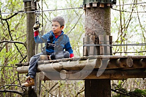 Boy in safari park