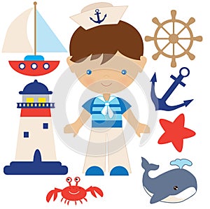 Boy sailor vector illustration photo