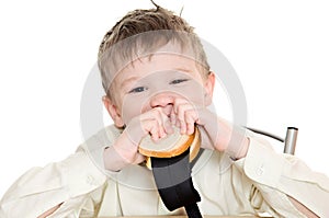 Boy with sandwich