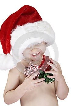 Boy in Santa Claus hat