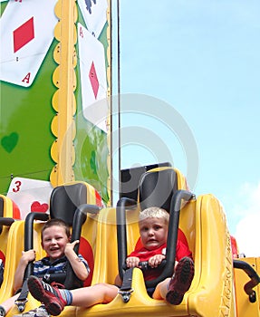 Boy scared on the fair ground