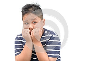 Boy with scared terrified facial expression