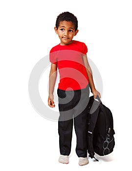 Boy with a school backpack