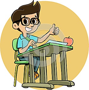 Boy at school desk