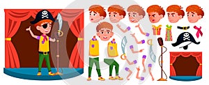 Boy Schoolboy Kid Vector. Primary School Child. Animation Creation Set. Student Activity. Public Performance. For