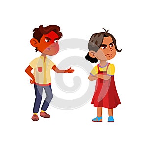Boy Scolding Injured Girl With Aggression Vector photo