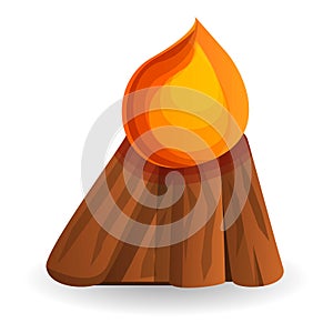 Boy scout campfire icon, cartoon style