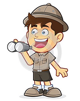 Boy Scout or Explorer Boy with Binoculars