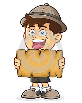 Boy Scout or Explorer Boy Holding a Blank Map