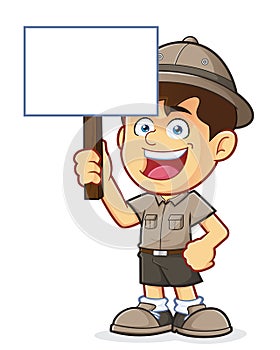 Boy Scout or Explorer Boy Holding a Blank Sign