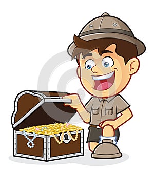 Boy Scout or Explorer Boy with a Treasure Chest photo