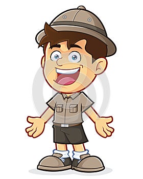 Boy Scout or Explorer Boy in Welcoming Gesture