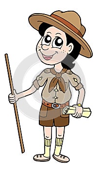 Boy scout with walking stick