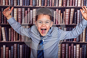 Boy screaming in library