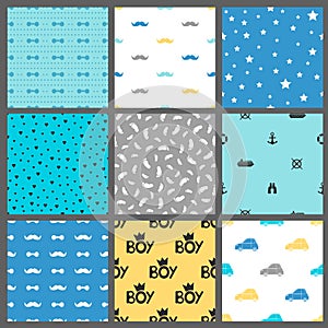 Boy seamless pattern. Digital papers pack