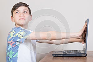 Boy seeing bad content on the internet