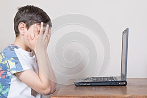 Boy seeing bad content on the internet