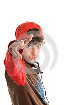 Boy shooting from fingers