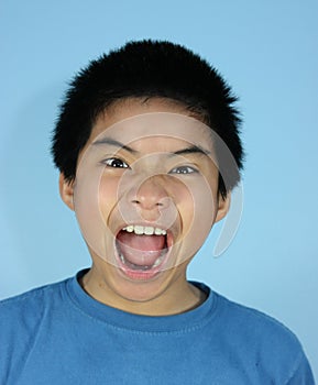 A boy shouting