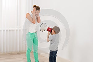 Boy Shouting At Her Mother