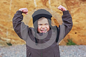 Boy shows power and strenth