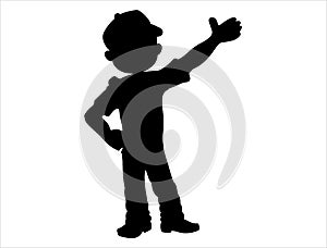 Boy silhouette vector art white background