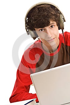 Boy sitting behind desk