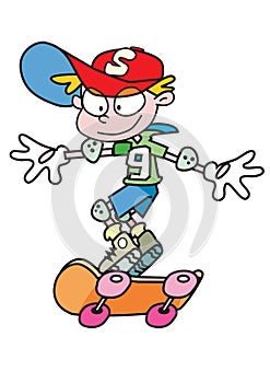 Boy skating on skateboard