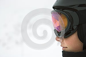 Boy skier wearing goggles.