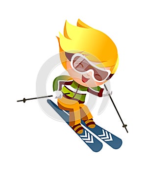 Boy Skiing