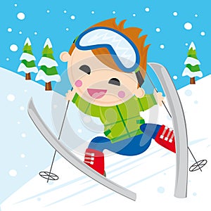 Boy skiing