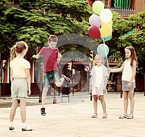 Boy skipping on chinese jumping rope