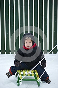 Boy on the sled